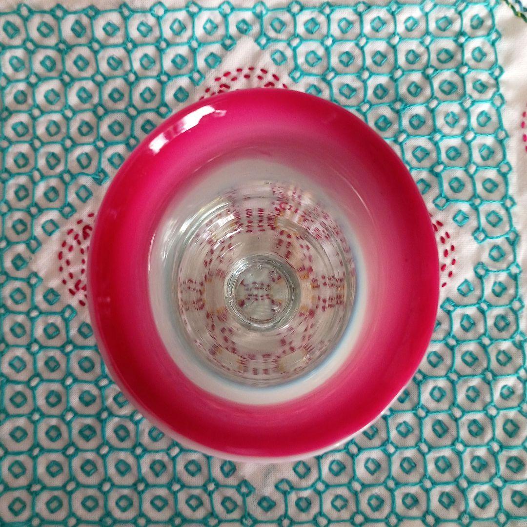 大正ガラス ピンクレッドセット 氷カップと氷コップ