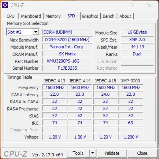 Panram DDR4 3200 32GB(16GBx2)　メモリ