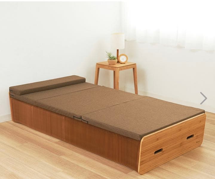 ＜シングル＞ アコーディオン式 ペーパーベッド マットレス付