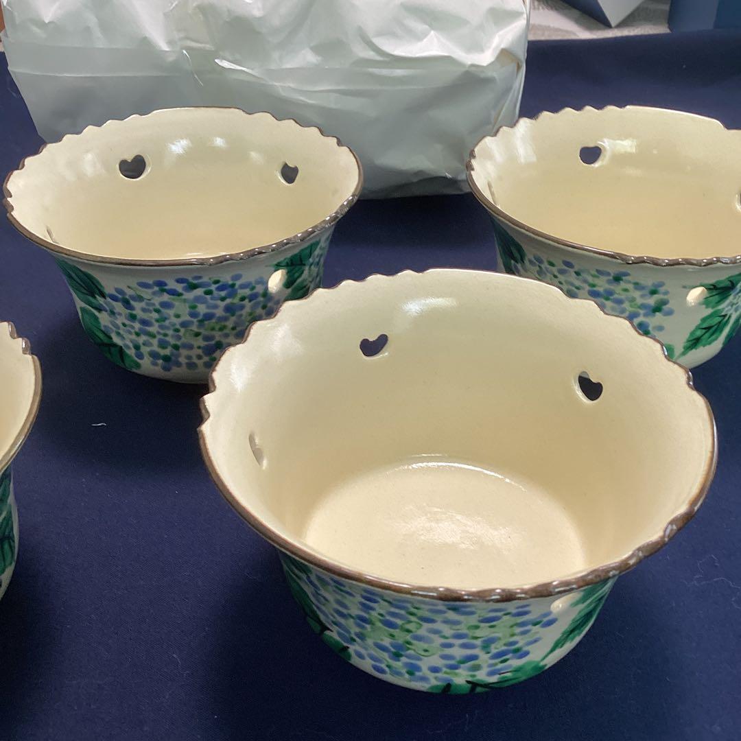 京焼乾山写紫陽花向付10客　　新品未使用　　　夏の器　　最後の10客