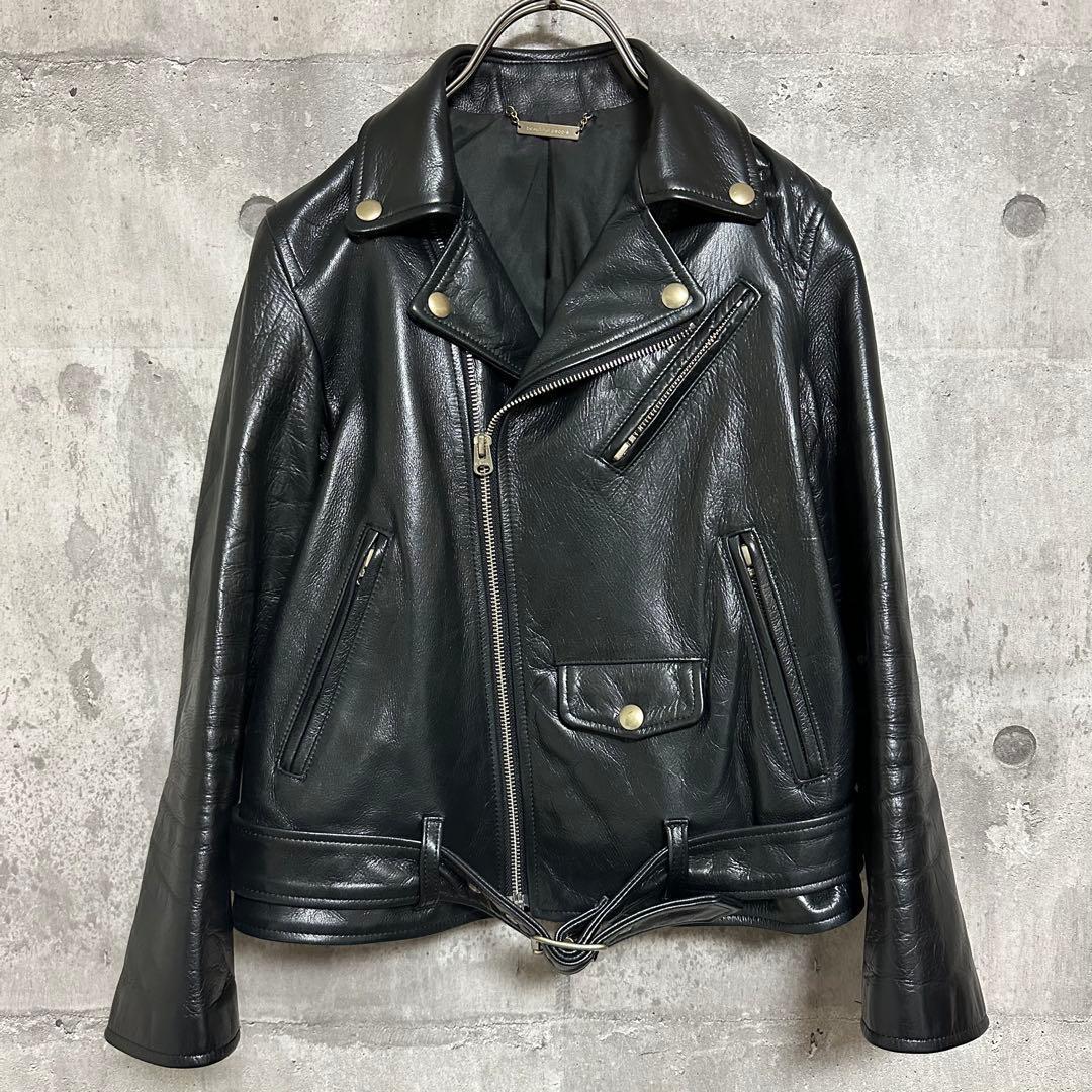 140 beautiful people ダブルライダース 黒 牛革 ブラック