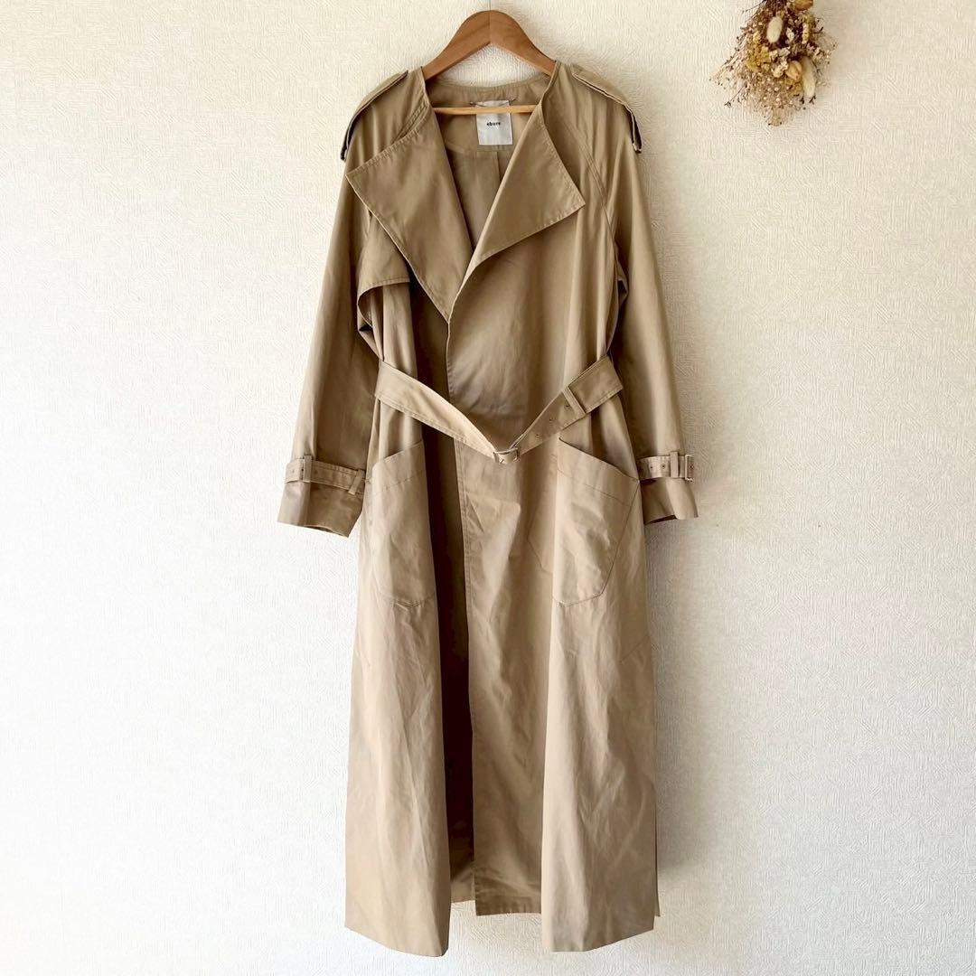 ebure ドレストレンチコート ベージュ ベルト付き ロング丈