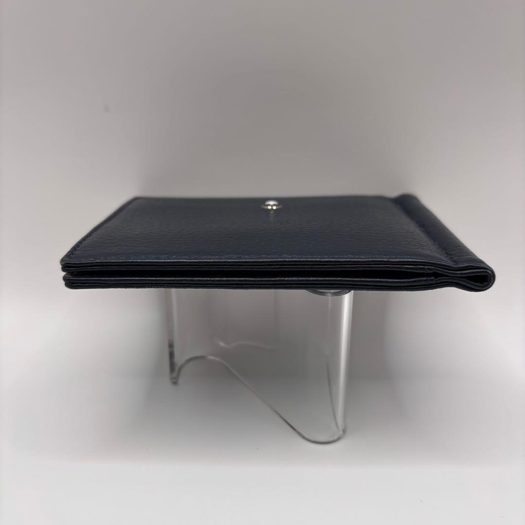 MONTBLANC 二つ折り財布　マネークリップ　ネイビー　レザー　モンブラン