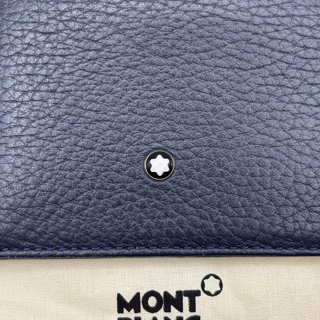 MONTBLANC 二つ折り財布　マネークリップ　ネイビー　レザー　モンブラン