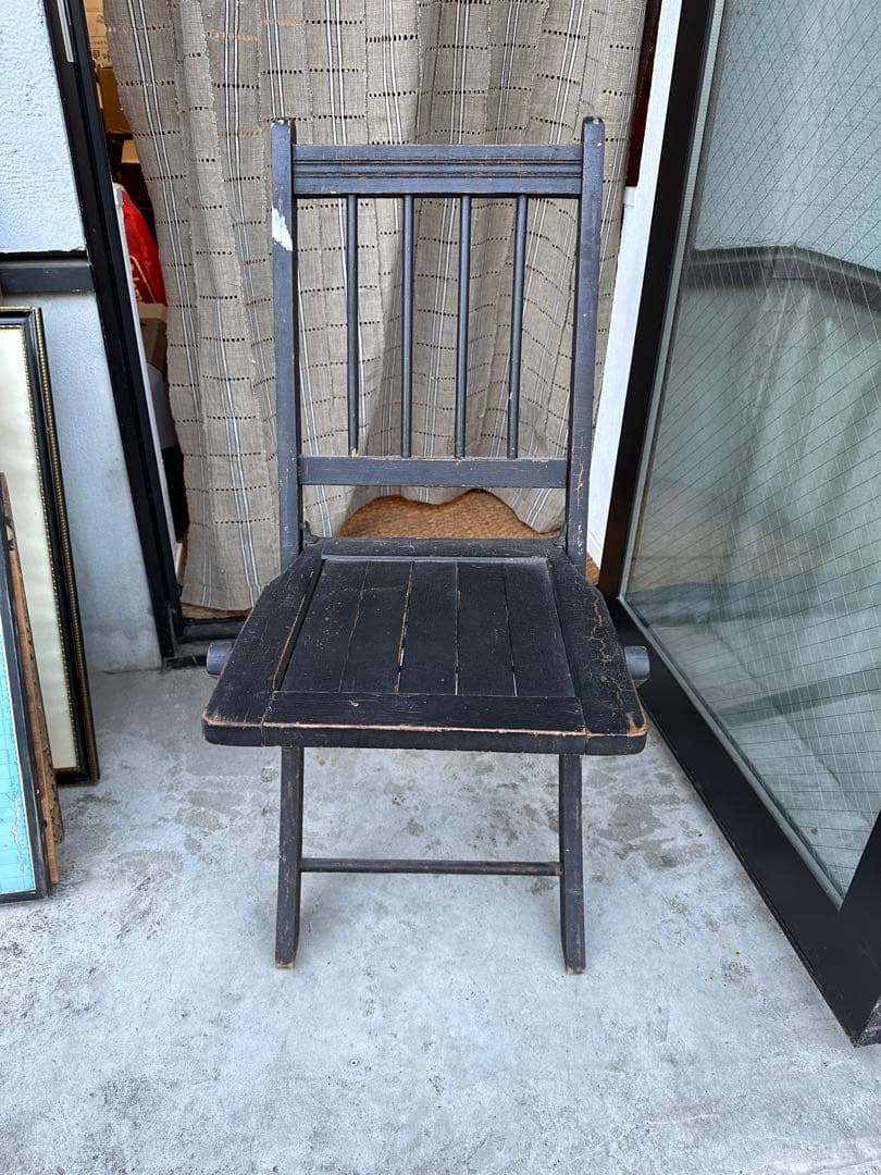 複数購入割引⭕️ 二脚セット　アンティーク　フォールディングチェア　折り畳みチェア