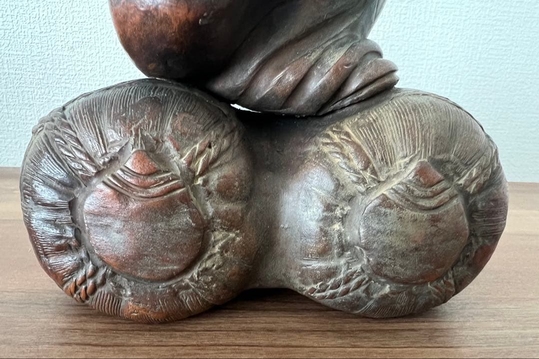 備前焼 獅子舞像置物 江戸末期頃 縁起物 大黒天 収納木箱付き アンティーク