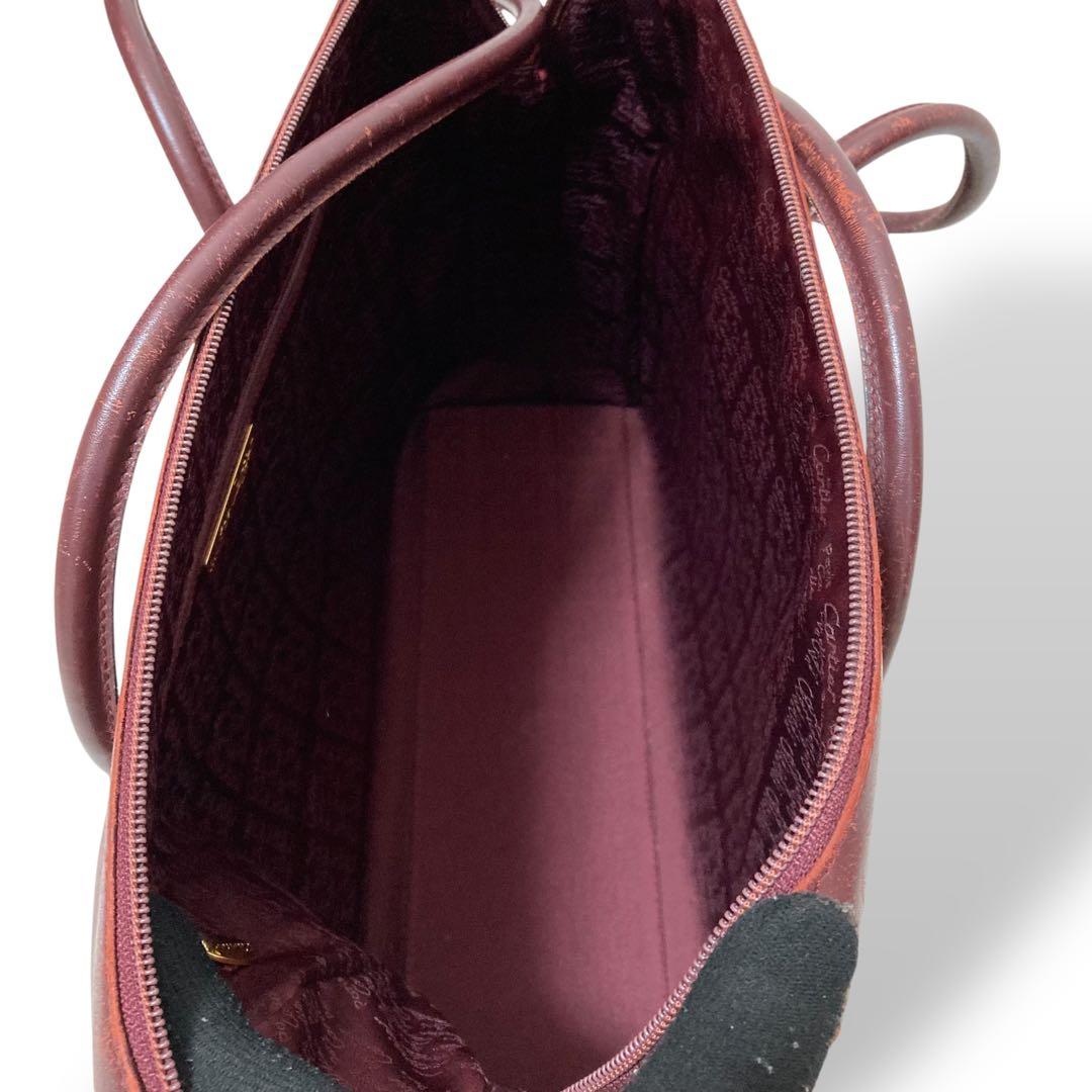 【ヴィンテージ】カルティエ　ブリーフケース　ボルドー　レザー　トートバッグ大容量