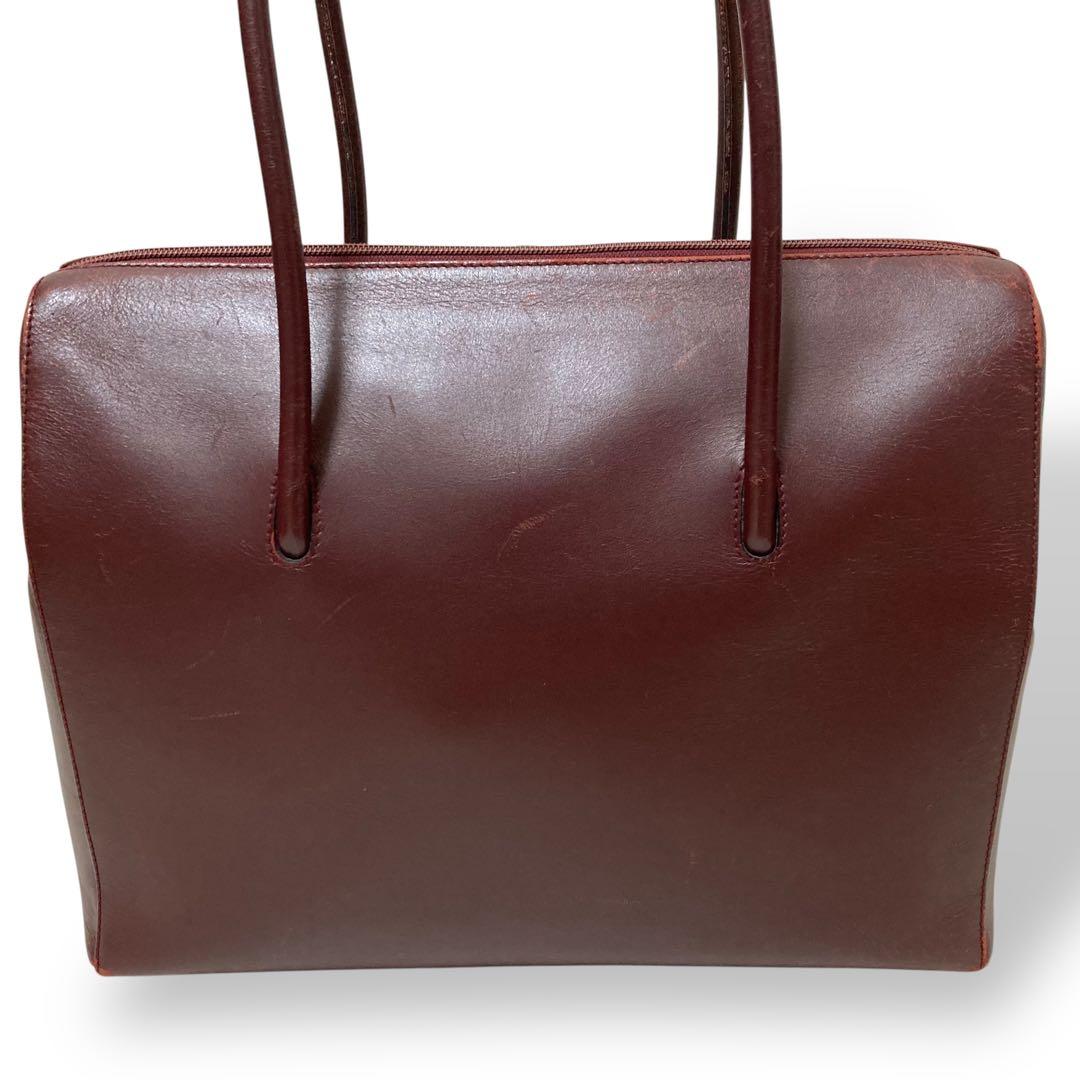 【ヴィンテージ】カルティエ　ブリーフケース　ボルドー　レザー　トートバッグ大容量