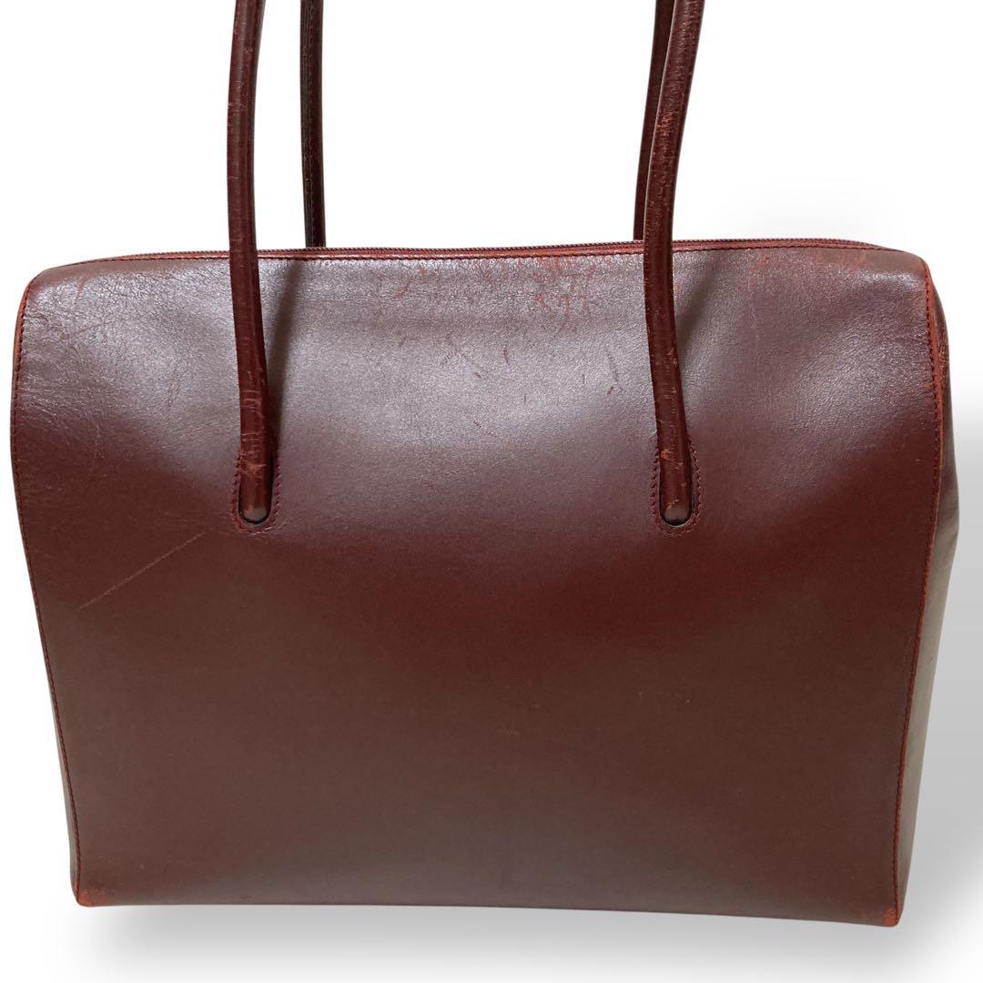 【ヴィンテージ】カルティエ　ブリーフケース　ボルドー　レザー　トートバッグ大容量