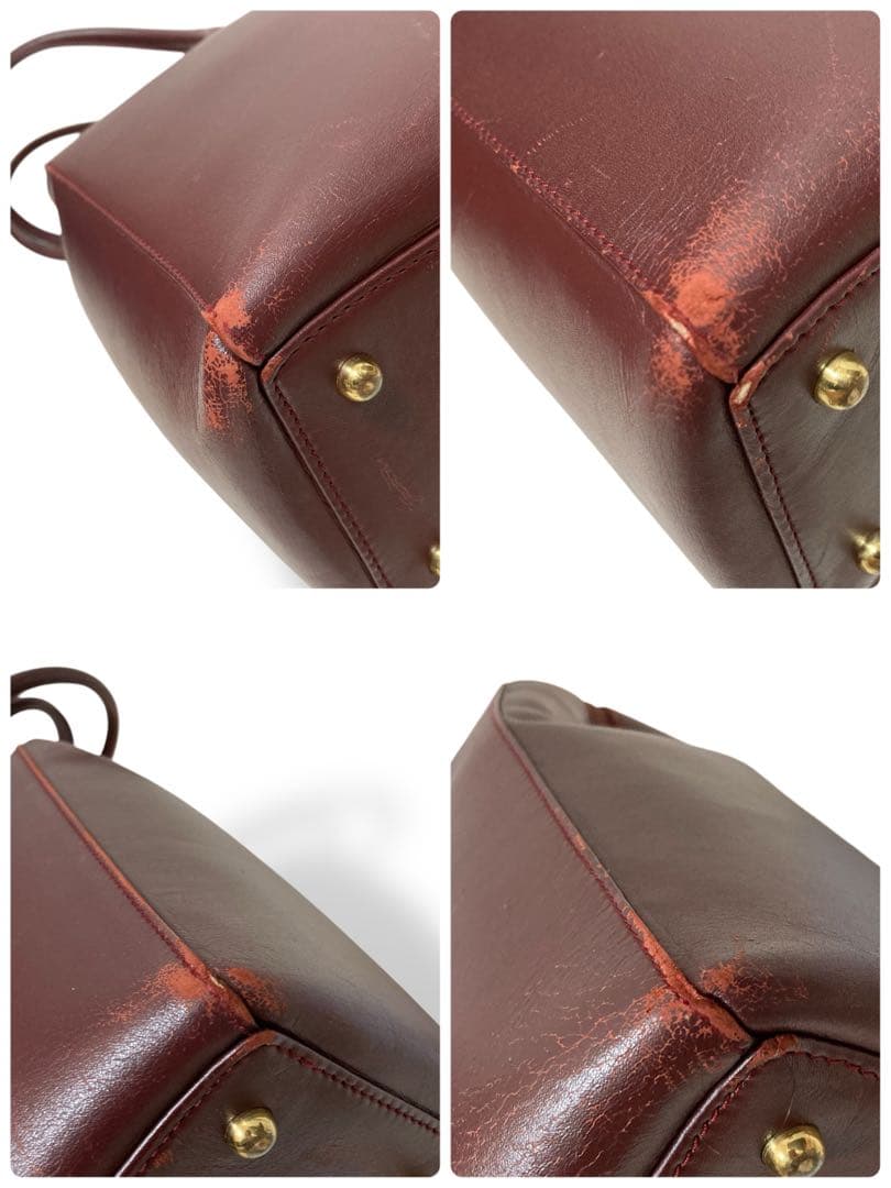 【ヴィンテージ】カルティエ　ブリーフケース　ボルドー　レザー　トートバッグ大容量