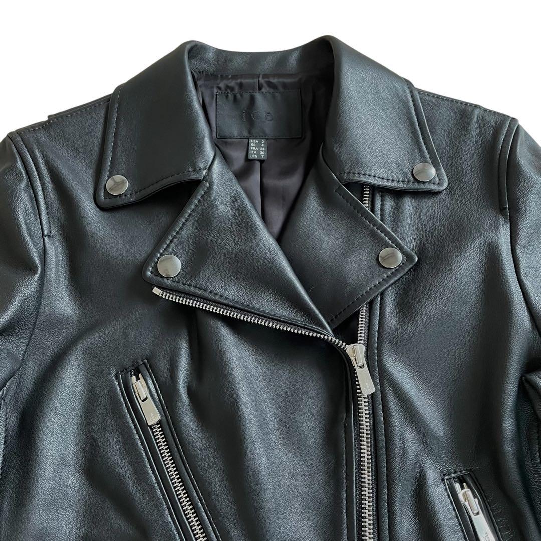未使用 ICB アイシービー ラムレザー ライダースジャケット 7号