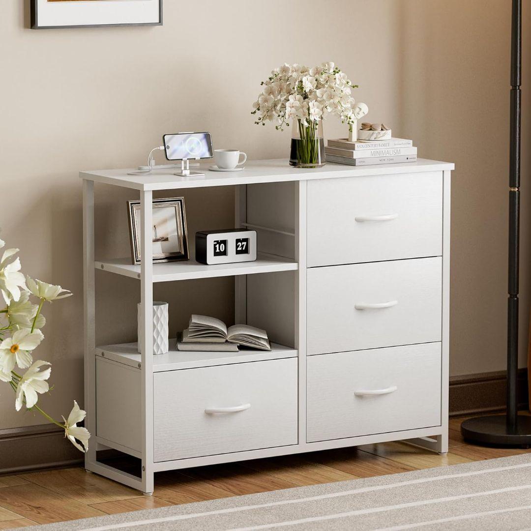 チェスト収納 タンス 棚付き おしゃれ 北欧 マルチチェス シンプル ホワイト