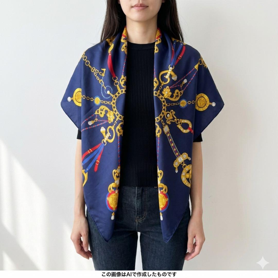 セリーヌ 大判スカーフ 総柄 CELINE ネイビー