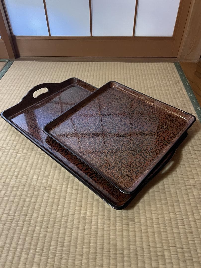 堆朱 わきとり盆 2枚