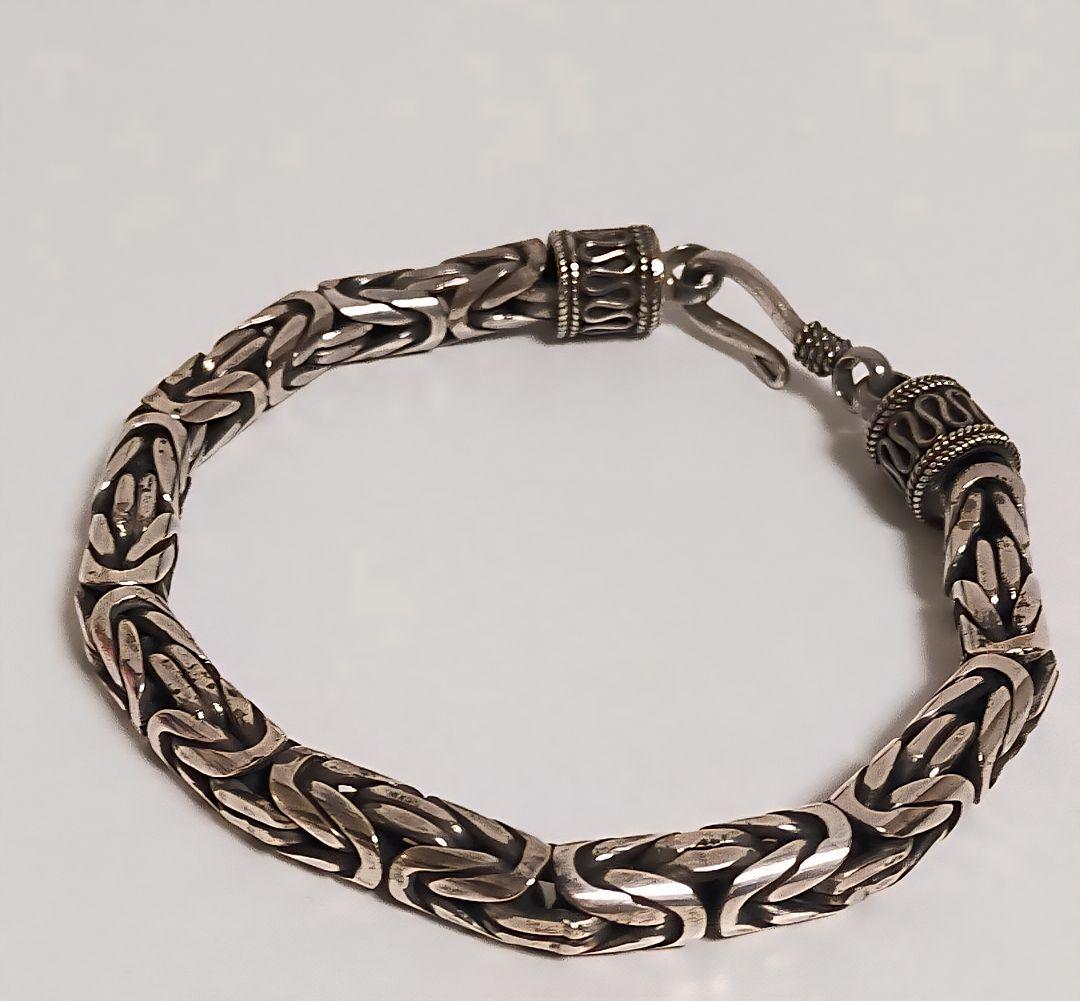未使用！シルバー925Silver925極太ビザンチンブレスレット20cmゴツめ