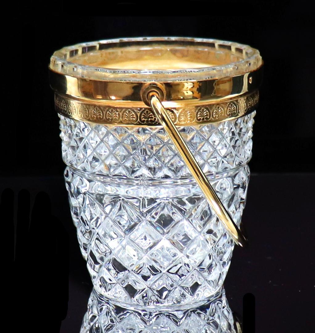 オールド・バカラ ブロンズ装飾 把手付き小物入れ 切子 ディアマン・ビゾー×カレ