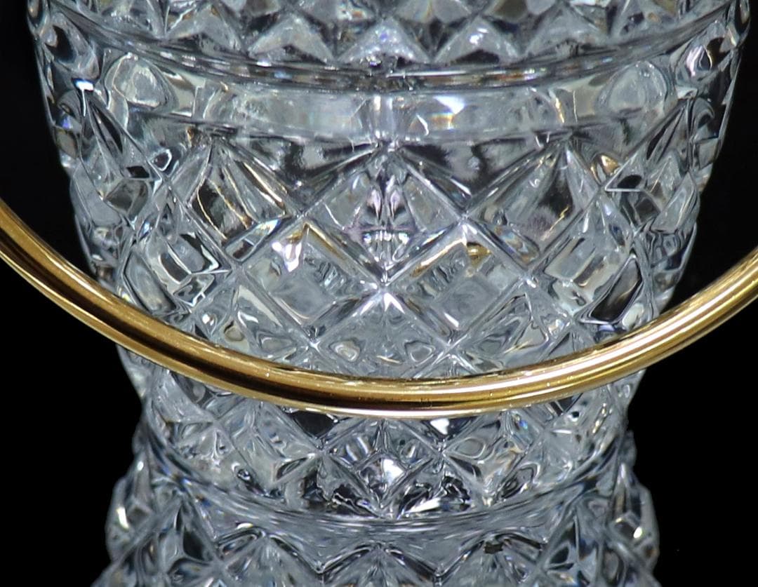 オールド・バカラ ブロンズ装飾 把手付き小物入れ 切子 ディアマン・ビゾー×カレ