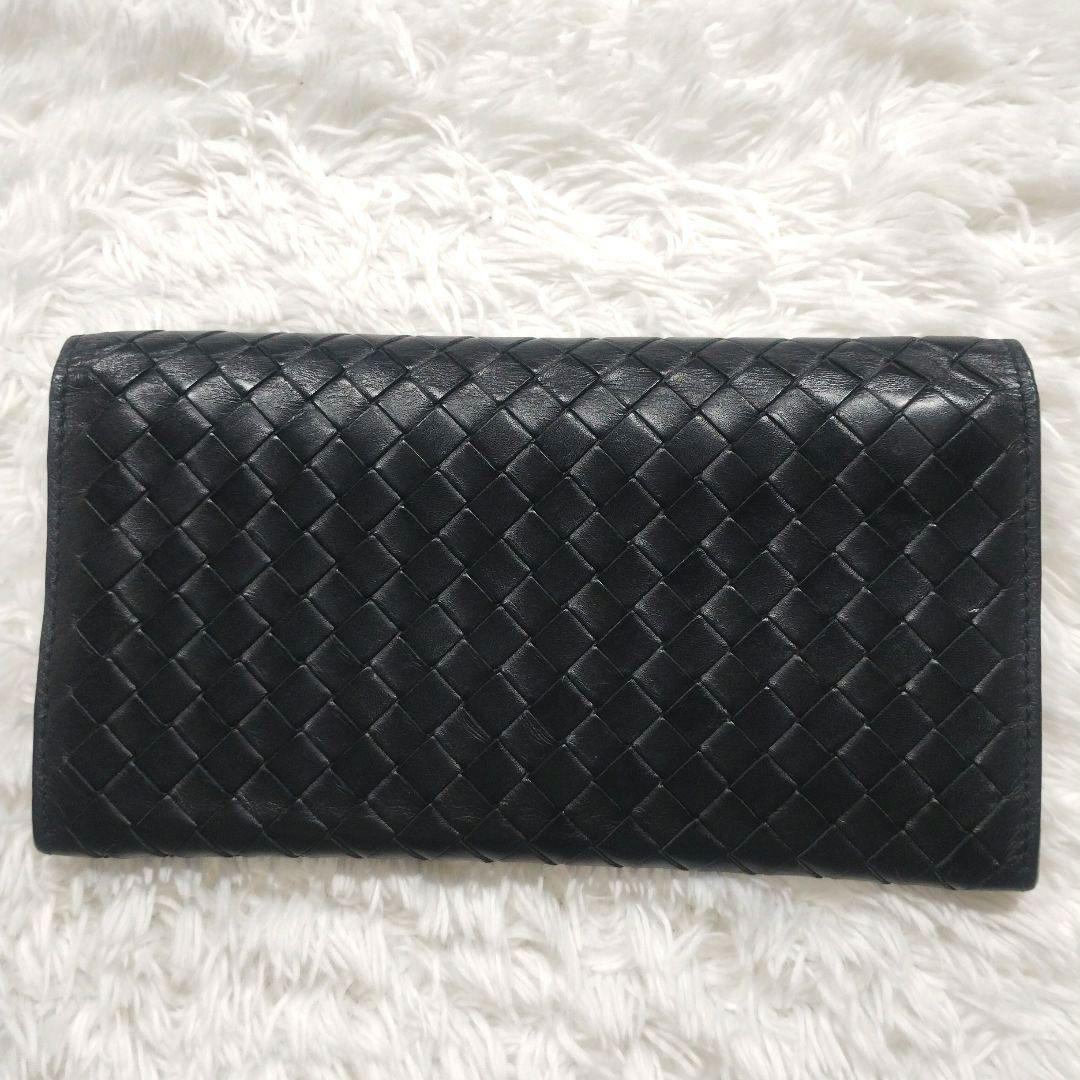 美品　ボッテガヴェネタ　長財布　イントレチャート　二つ折り　ケース付き　黒