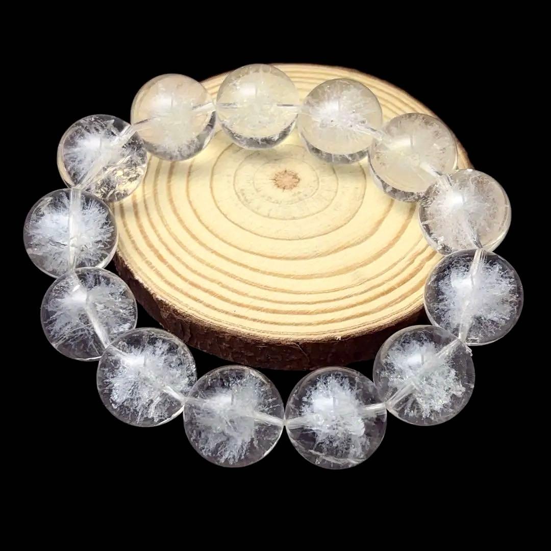 大玉 スノーガーデンクォーツ ブレスレット 18mm 雪結晶 天然石 水晶