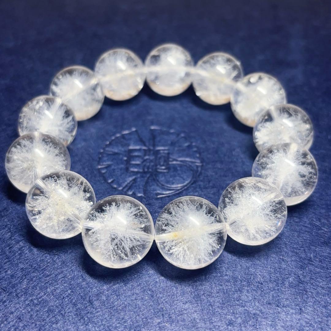 大玉 スノーガーデンクォーツ ブレスレット 18mm 雪結晶 天然石 水晶