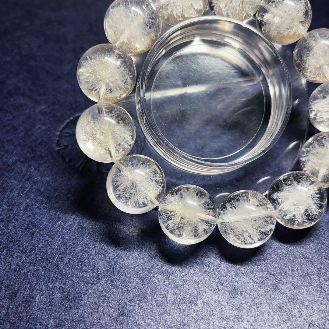 大玉 スノーガーデンクォーツ ブレスレット 18mm 雪結晶 天然石 水晶