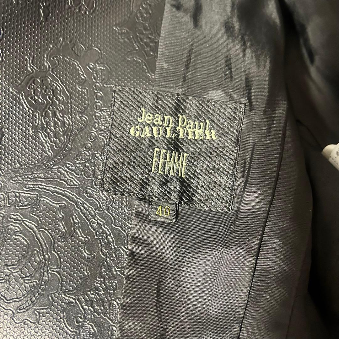 ジャンポールゴルチエ　FEMME ブラック ローズエンボス加工　レザージャケット