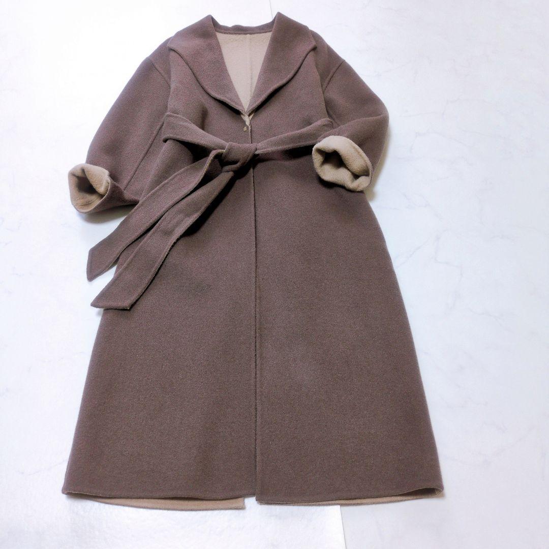 美品✨️Noela ダブルフェイス リバーコート❁ロング 上品配色 リバーシブル
