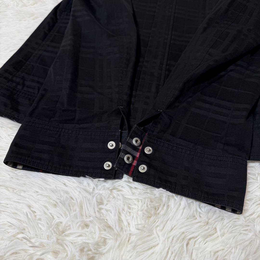 希少L バーバリーブラックレーベル ホースロゴ シャドーチェック ジャケット 黒