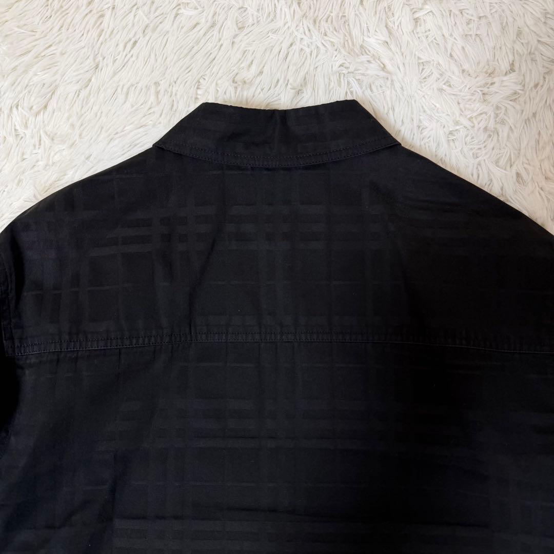 希少L バーバリーブラックレーベル ホースロゴ シャドーチェック ジャケット 黒