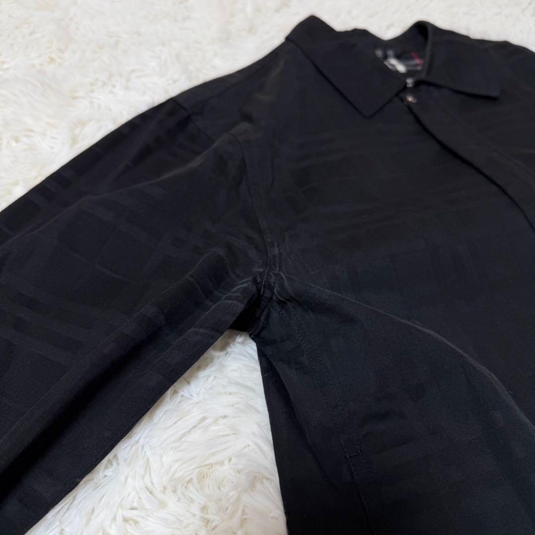 希少L バーバリーブラックレーベル ホースロゴ シャドーチェック ジャケット 黒