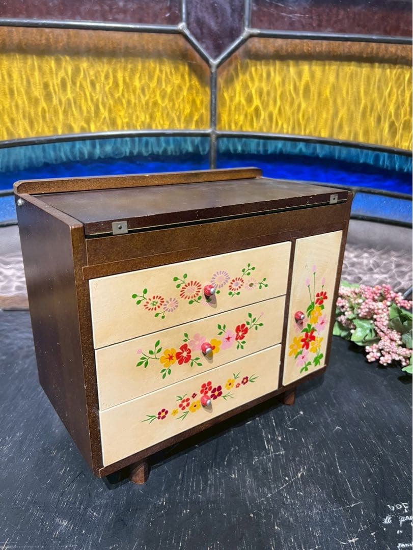 希少 花柄 小物入れ 昭和レトロ 当時物　　インテリア レトロポップ