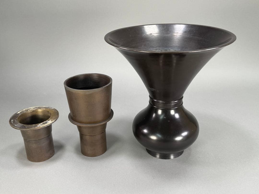 池坊　生け花　唐銅　花器　花瓶　華道具　高さ26.5cm 古流　未生流　龍生派