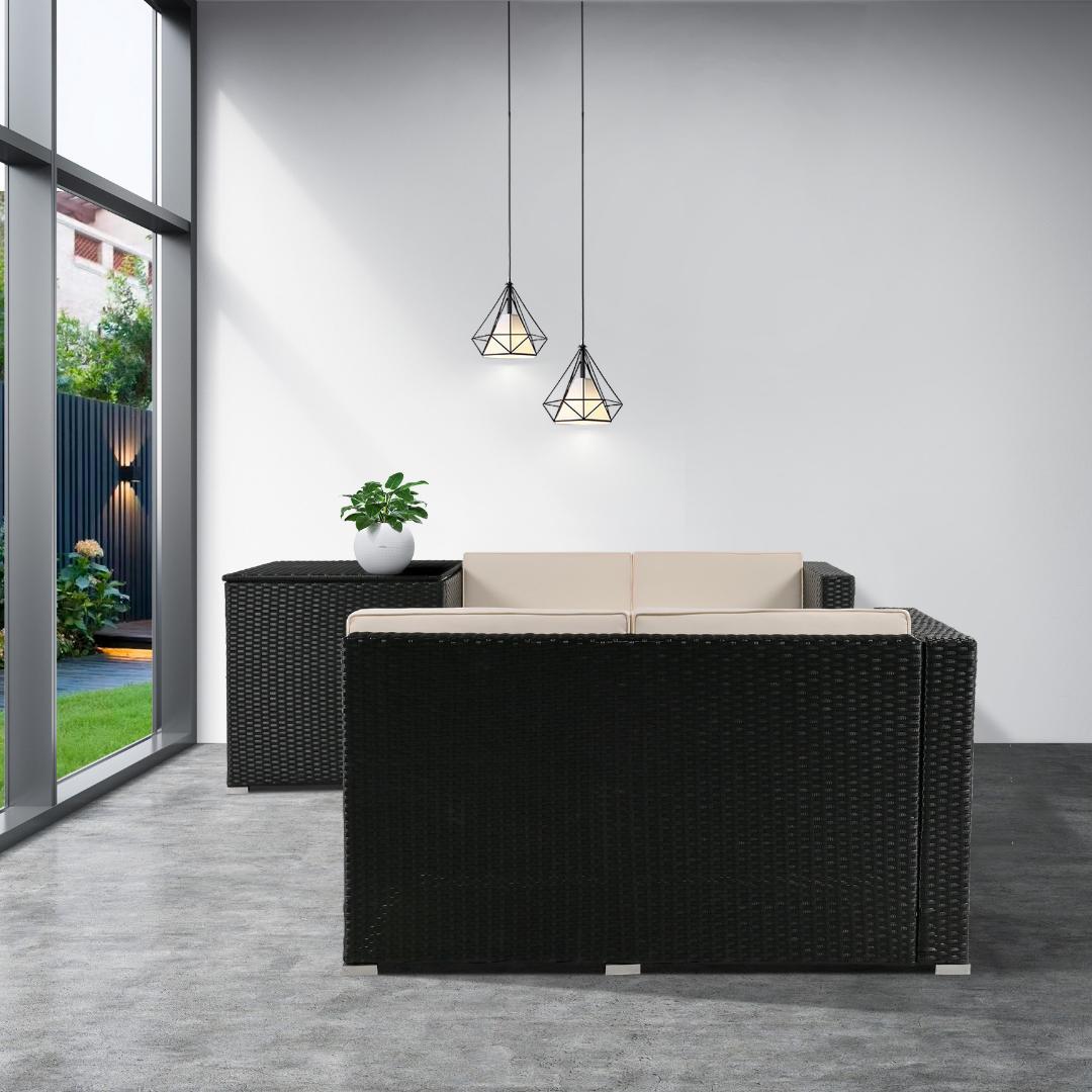 ガーデンファニチャー 4点 収納付きガーデン アウトドア ソファーセットホワイト