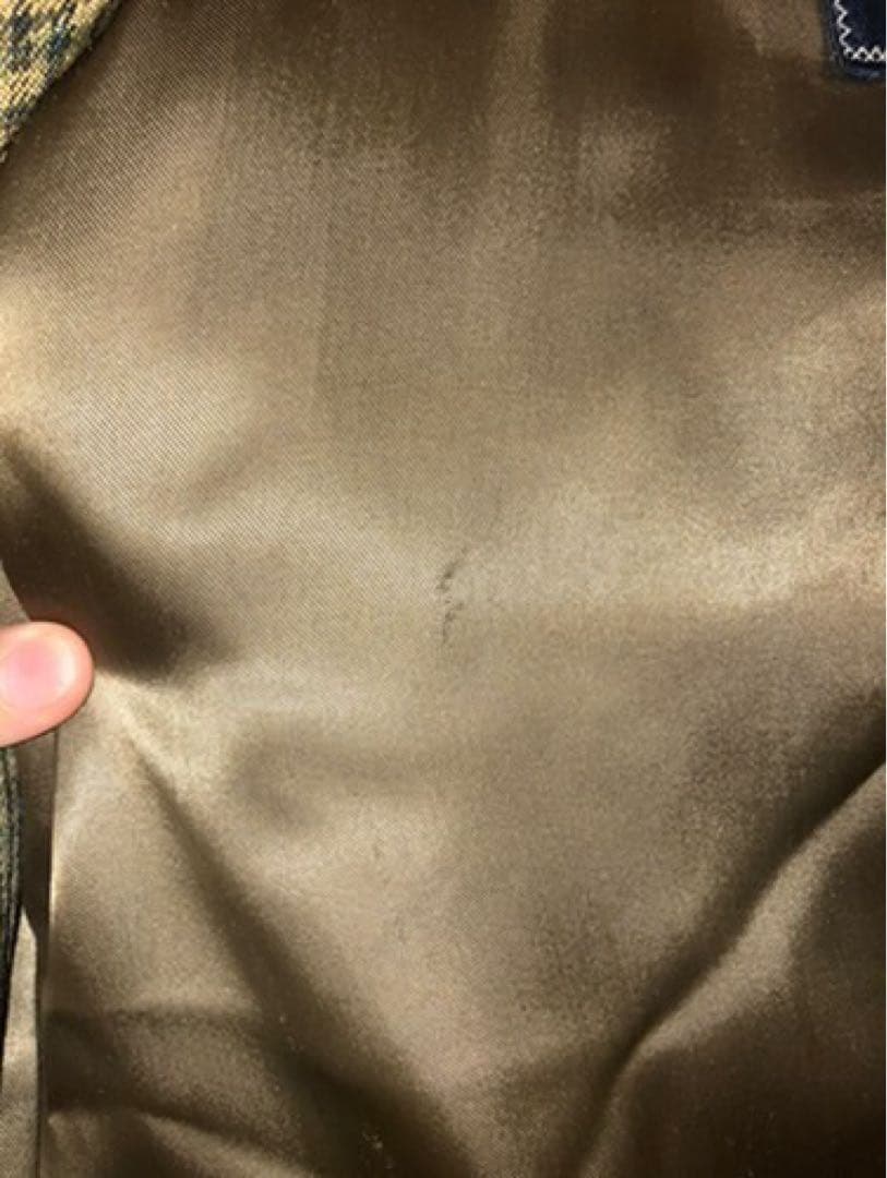 ヴィンテージ バーバリー　一枚袖　ウール　ブラウンチェック　ツィード　コットン