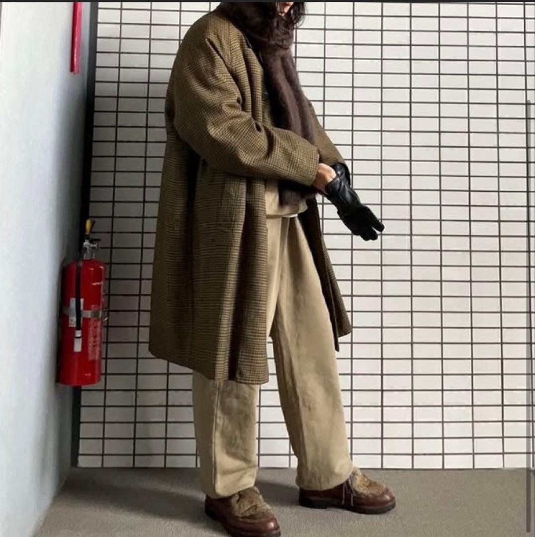 ヴィンテージ バーバリー　一枚袖　ウール　ブラウンチェック　ツィード　コットン