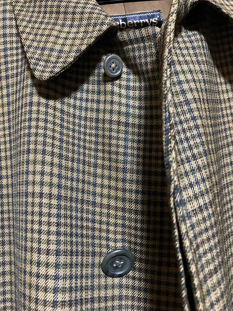 ヴィンテージ バーバリー　一枚袖　ウール　ブラウンチェック　ツィード　コットン