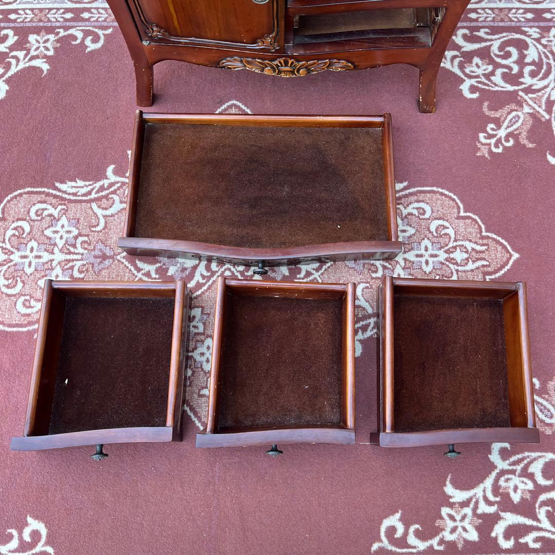 アンティークデザイン◾️革レザー天板 コンソールテーブル 飾り台 木製キャビネット