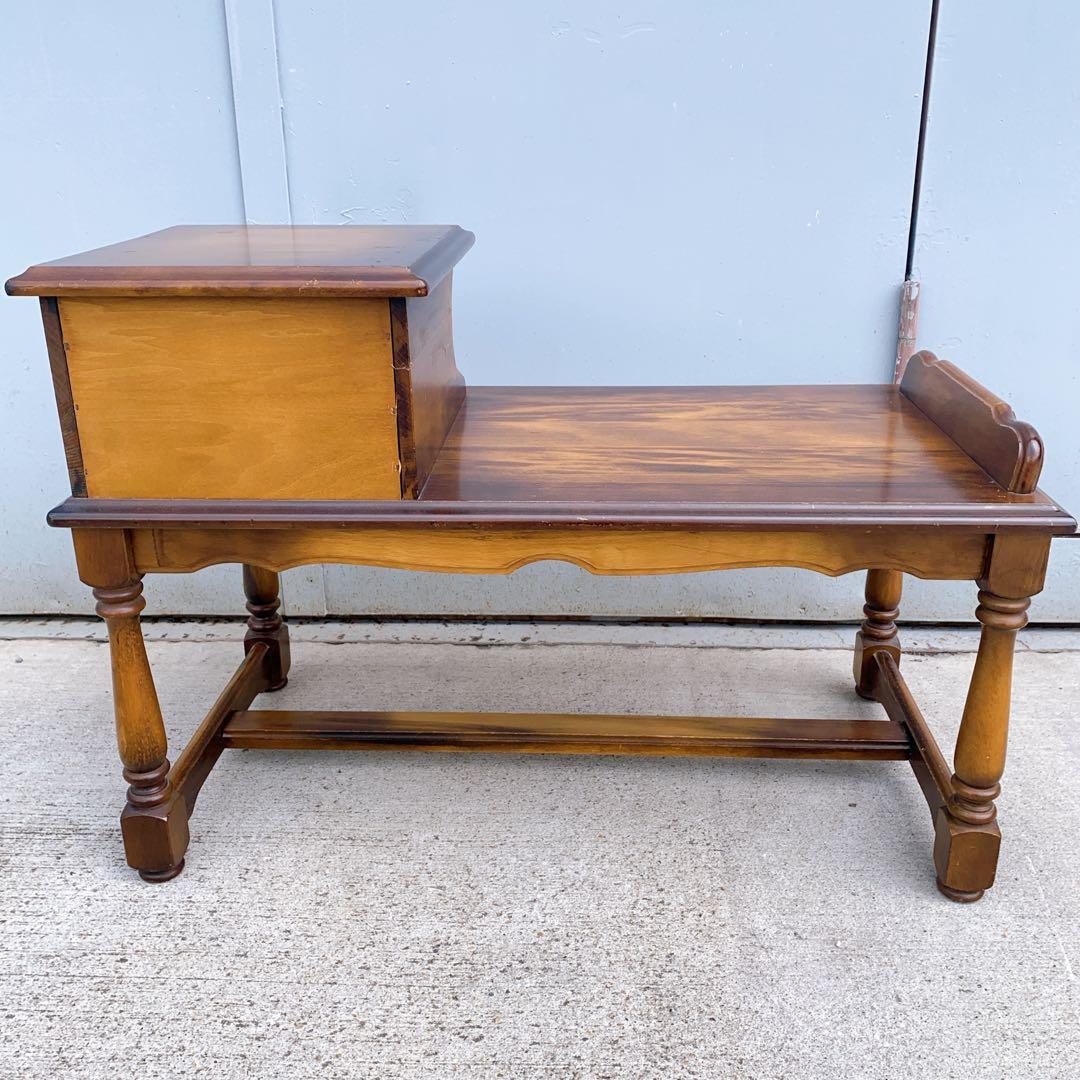 【送料込み】karimoku カリモク テレフォンベンチ 木製 アンティーク家具