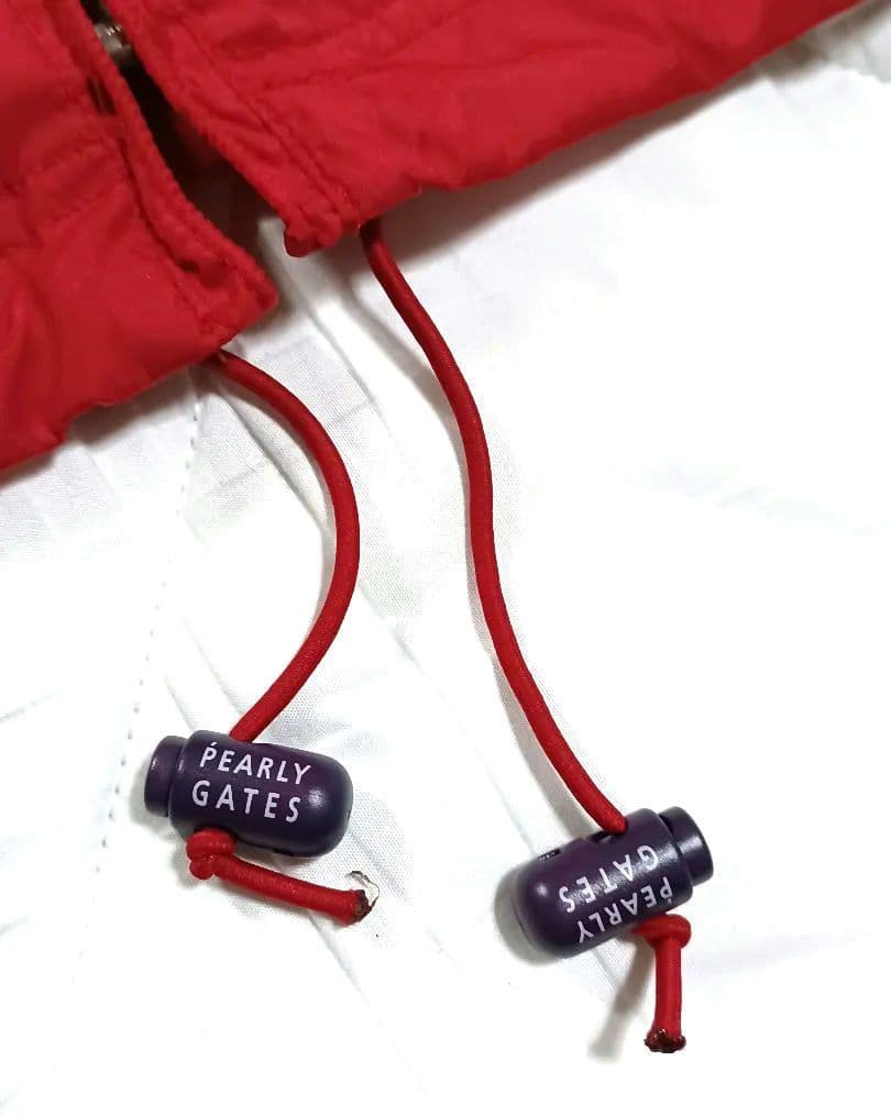 美品■パーリーゲイツ フード付 撥水 裏メッシュ ジャケット レッド メンズ 3