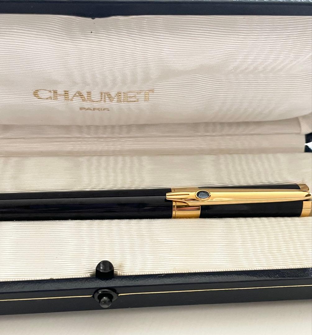 ショーメ Chaumet ロゴ 万年筆 筆記具 白蝶貝 ネイビー レディース