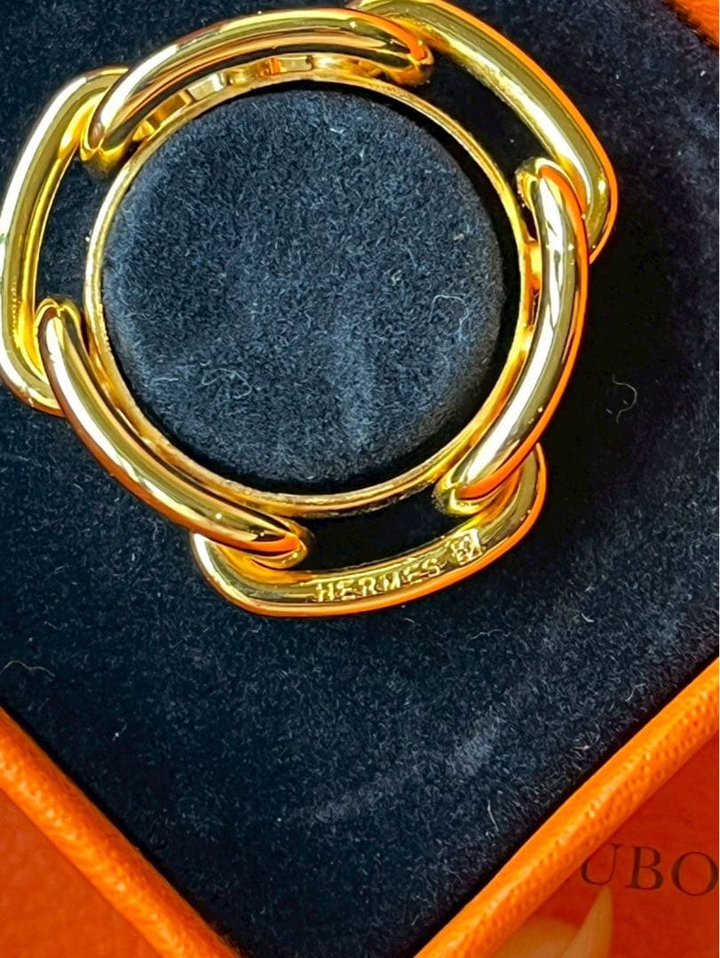 【新品未使用】HERMÈSエルメス　 シェーヌダンクル スカーフリング ゴールド