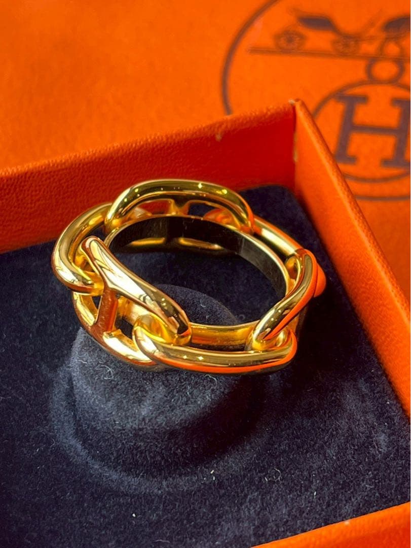 【新品未使用】HERMÈSエルメス　 シェーヌダンクル スカーフリング ゴールド