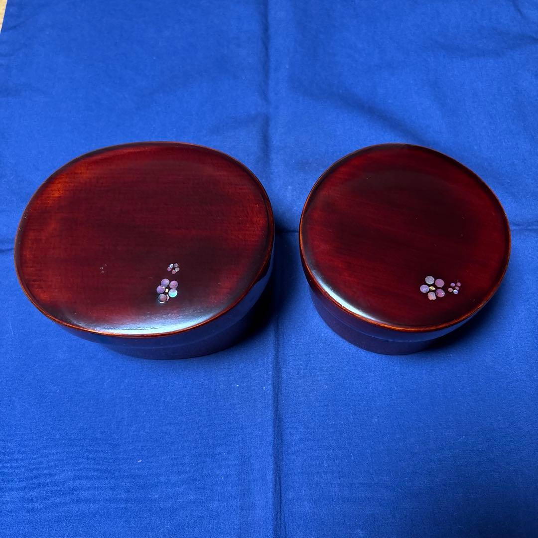 駿河漆器 螺鈿細工 お弁当箱小2点 名工 細田豊作