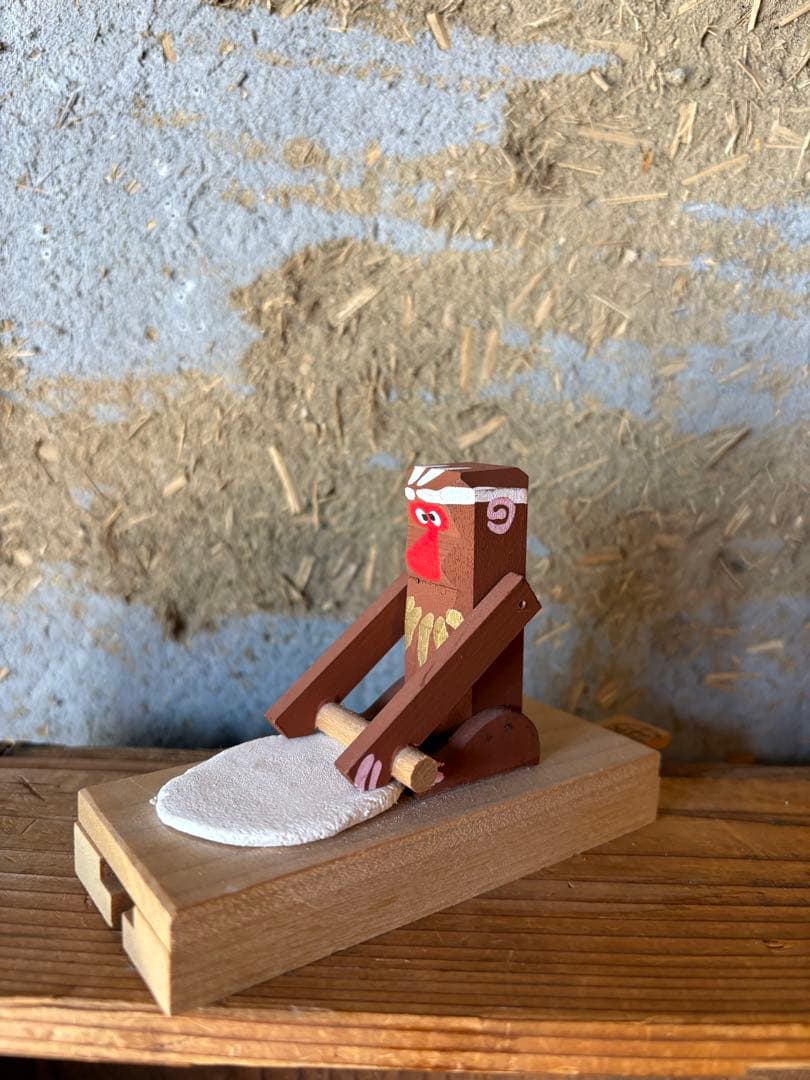 廃絶希少！奈良井宿藤屋土産物店 中西康二【からくり人形 蕎麦のし猿】郷土玩具