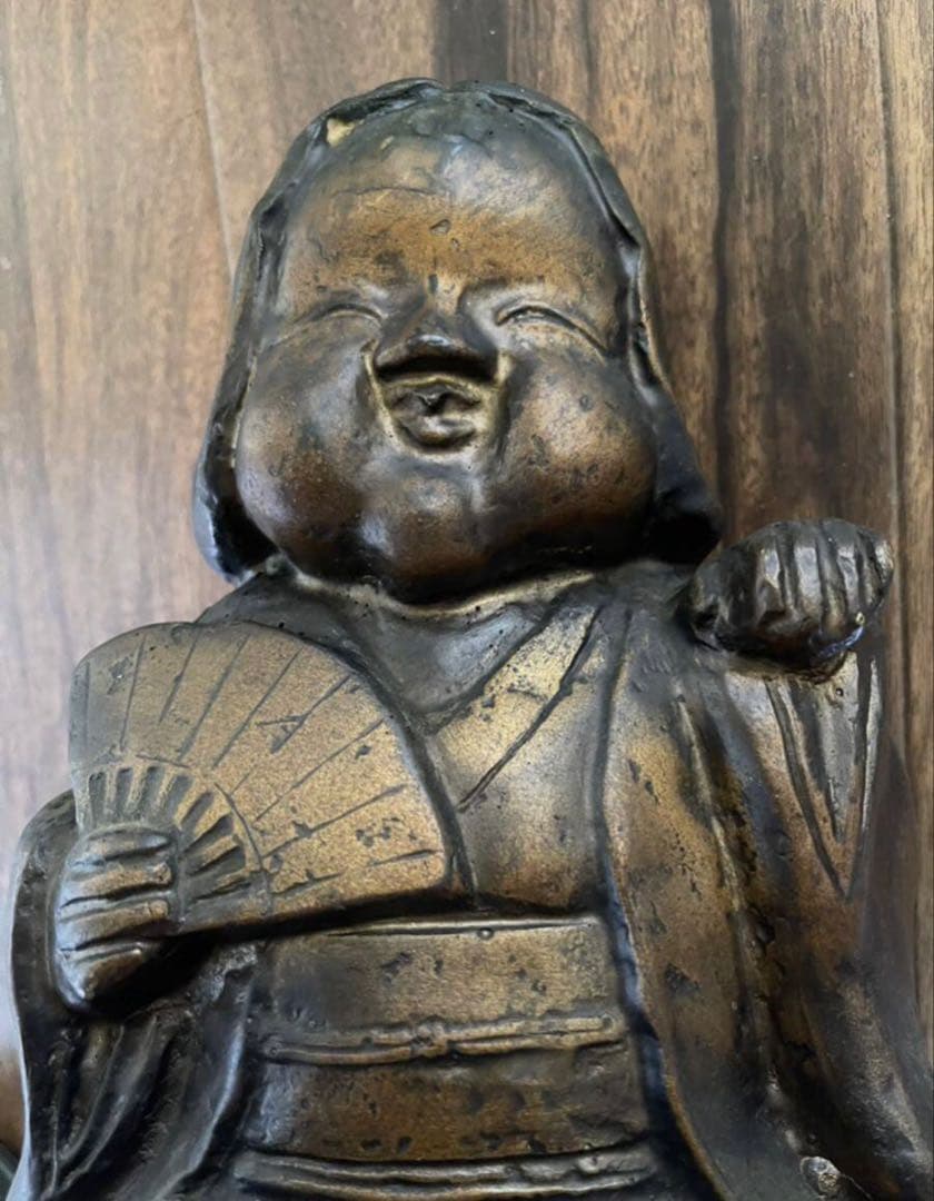 春画彫刻 春画人形 銅製 隠し絵 手招き おかめ おたふく 4.8kg銅製