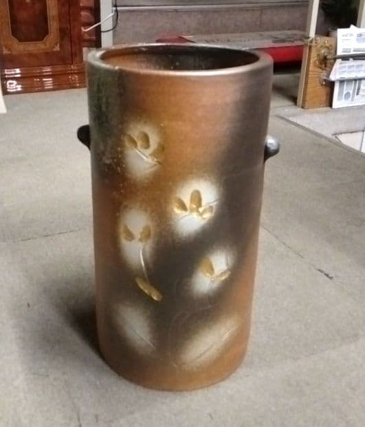 野山　傘立　信楽焼　へちもん　2-2917