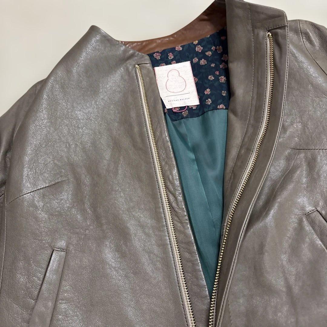 美品　パラスパレス　ラムレザー　イタリア　ノーカラー　ジャケット　3 ブルゾン