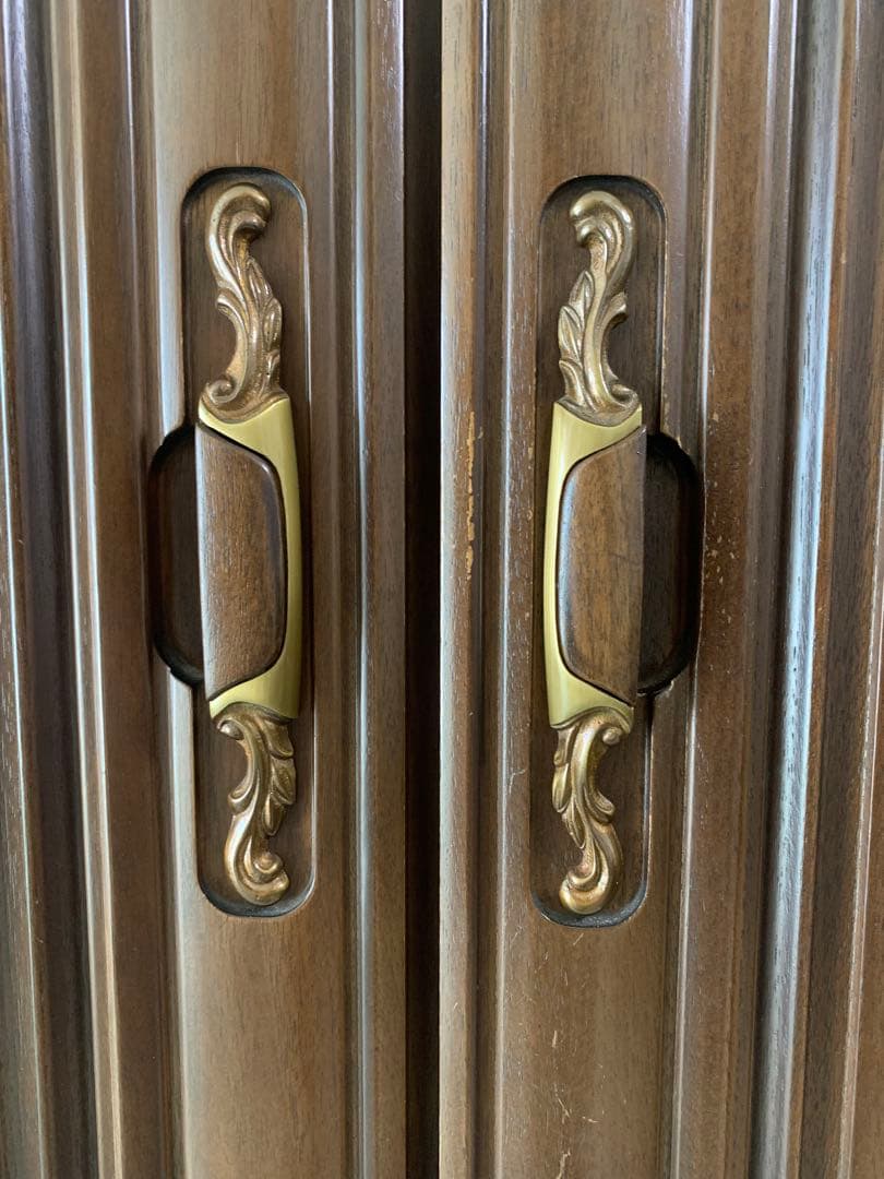 木製　洋服タンス　3枚扉　引出/鏡/ハンガーポール付