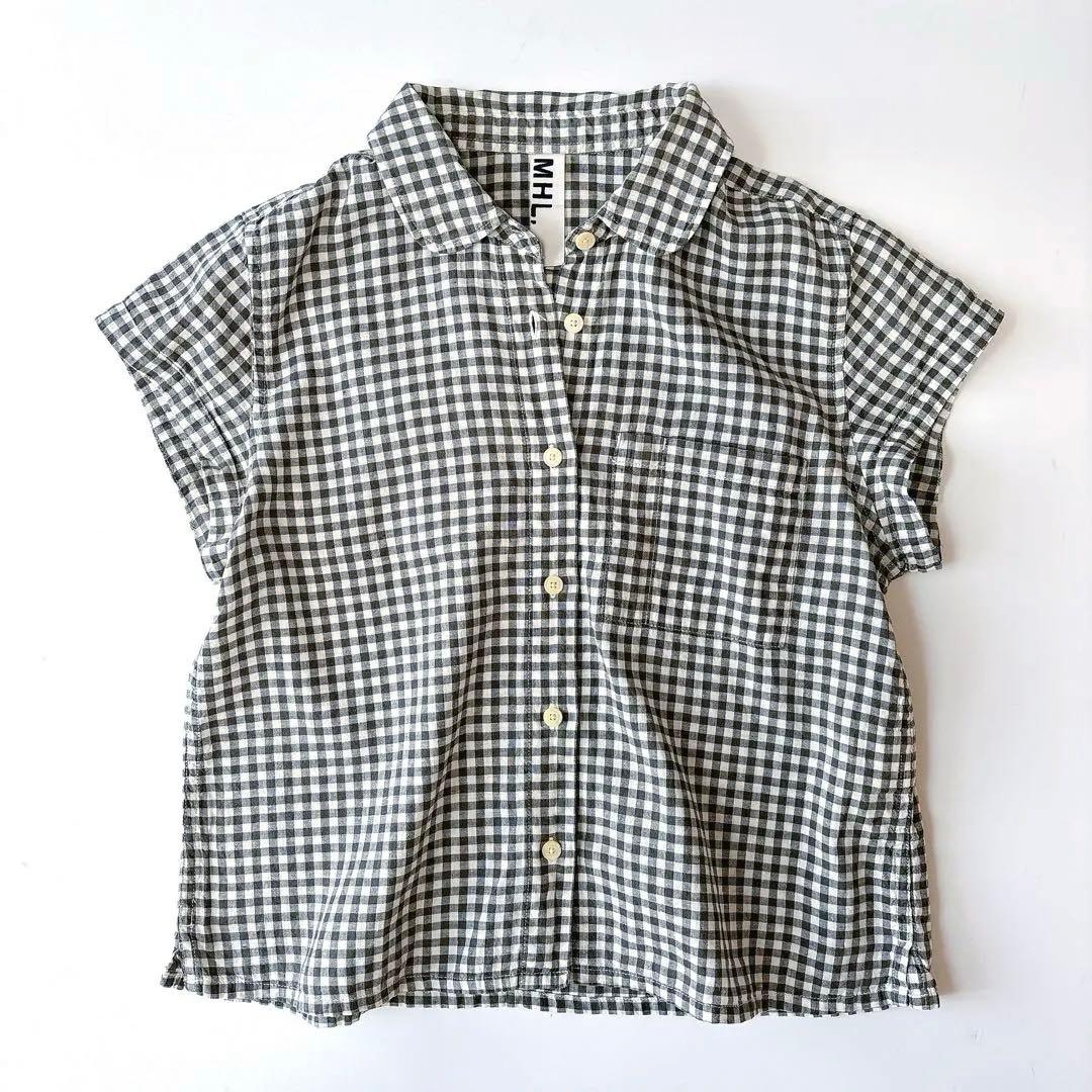 美品⁑マーガレットハウエル　リネンコットン ラウンドカラーブラウス　チェック　2