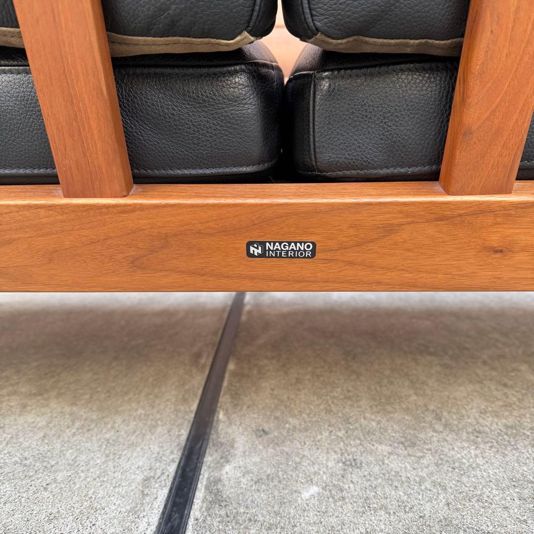 美品 ナガノインテリア 3P ソファ ウォールナット 本革 購入価格46万